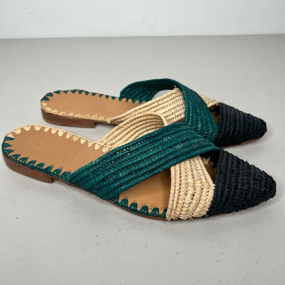 Giovanna Venus Woven Raffia Pointed Mules Size 39 - Picture 2 of 8